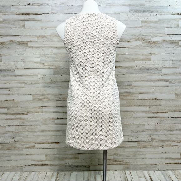 Tibi Sonoran Sleeveless Eyelet Shift Dress Size 0 Ivory Overlay Neutral Cotton - Picture 9 of 15